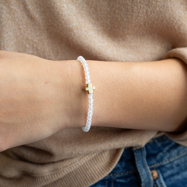 Fear Over Faith bracelet-White Agate