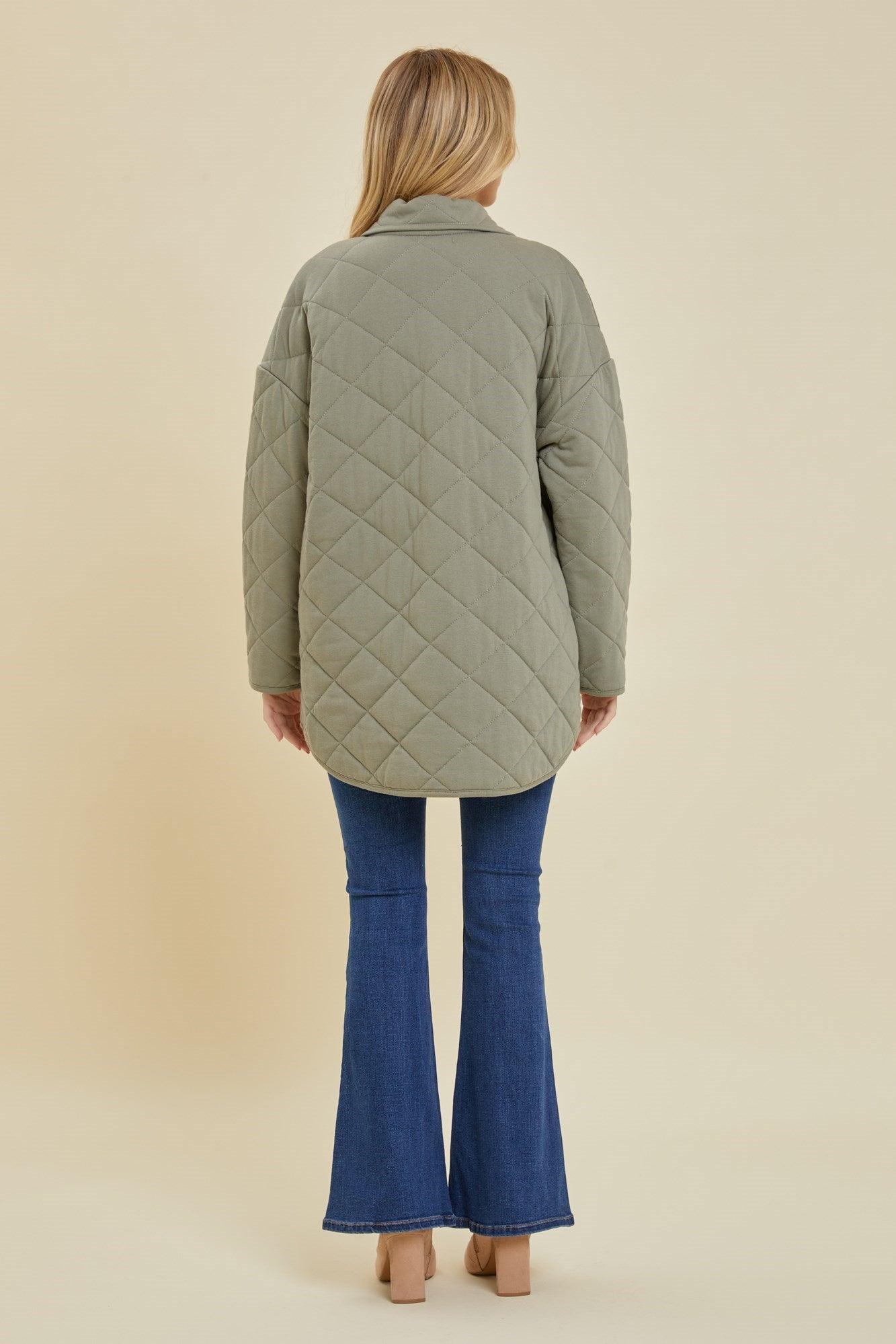 Diamond Quilted Jacket In Olive