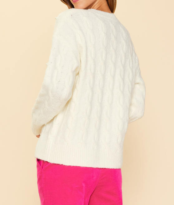 Pearl Cable Knit Sweater