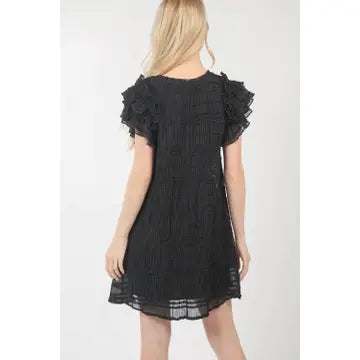 Plus Puff Sleeve Mini Dress In Black