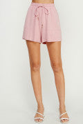 Soft Pink Linen Shorts