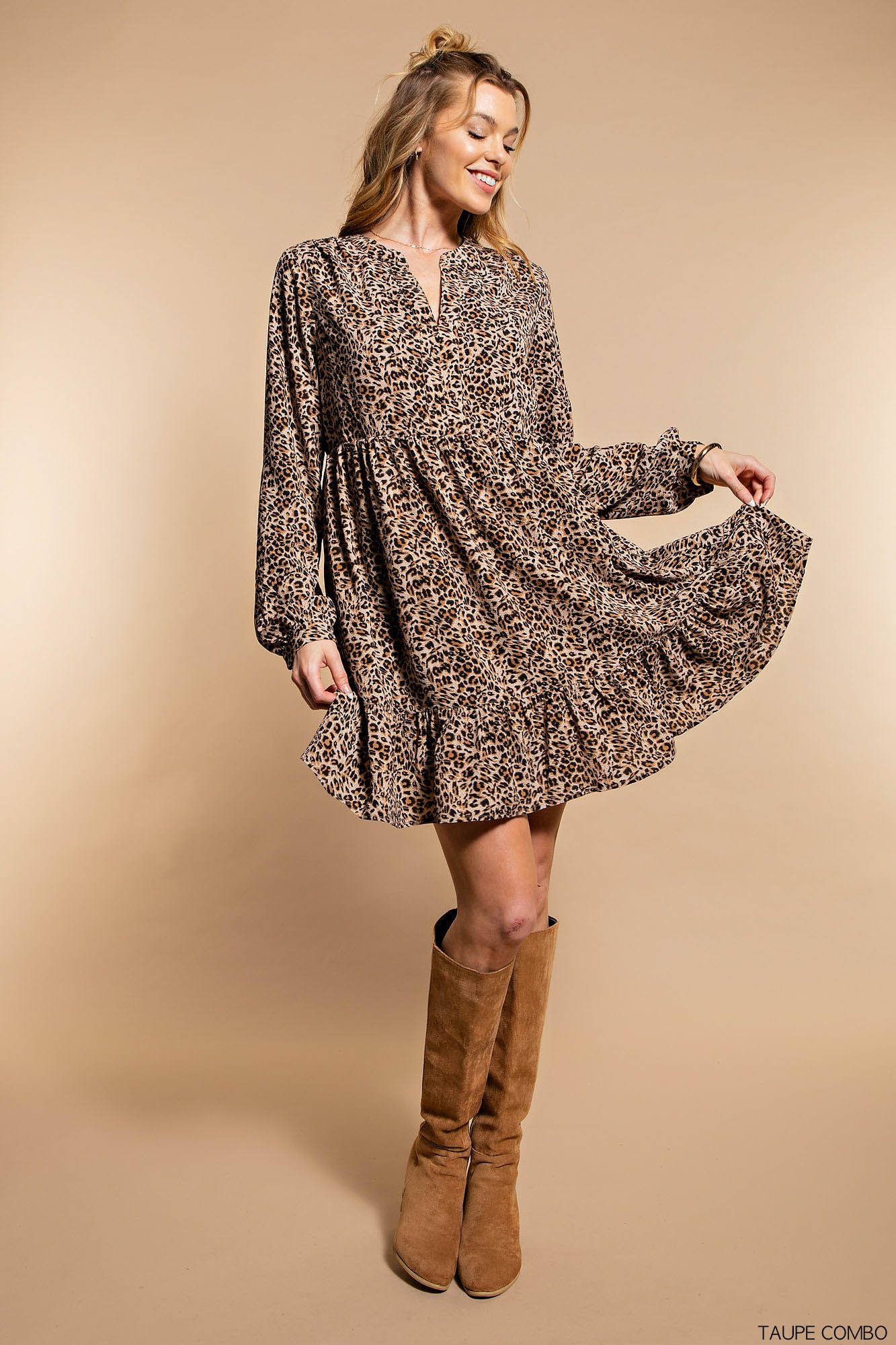 Leopard Print V-Neck Dress