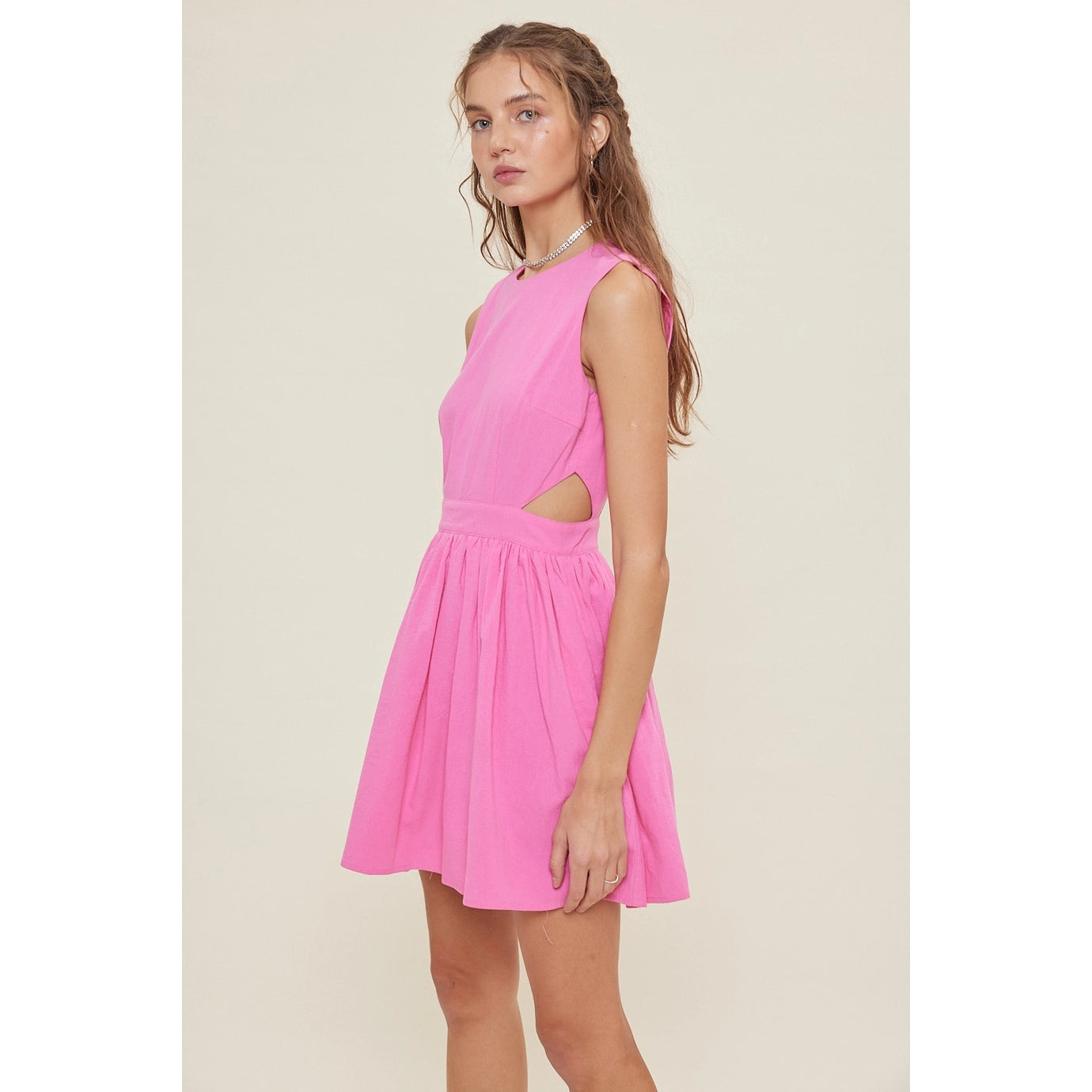 Sleeveless Cut-out Mini Dress In Pink