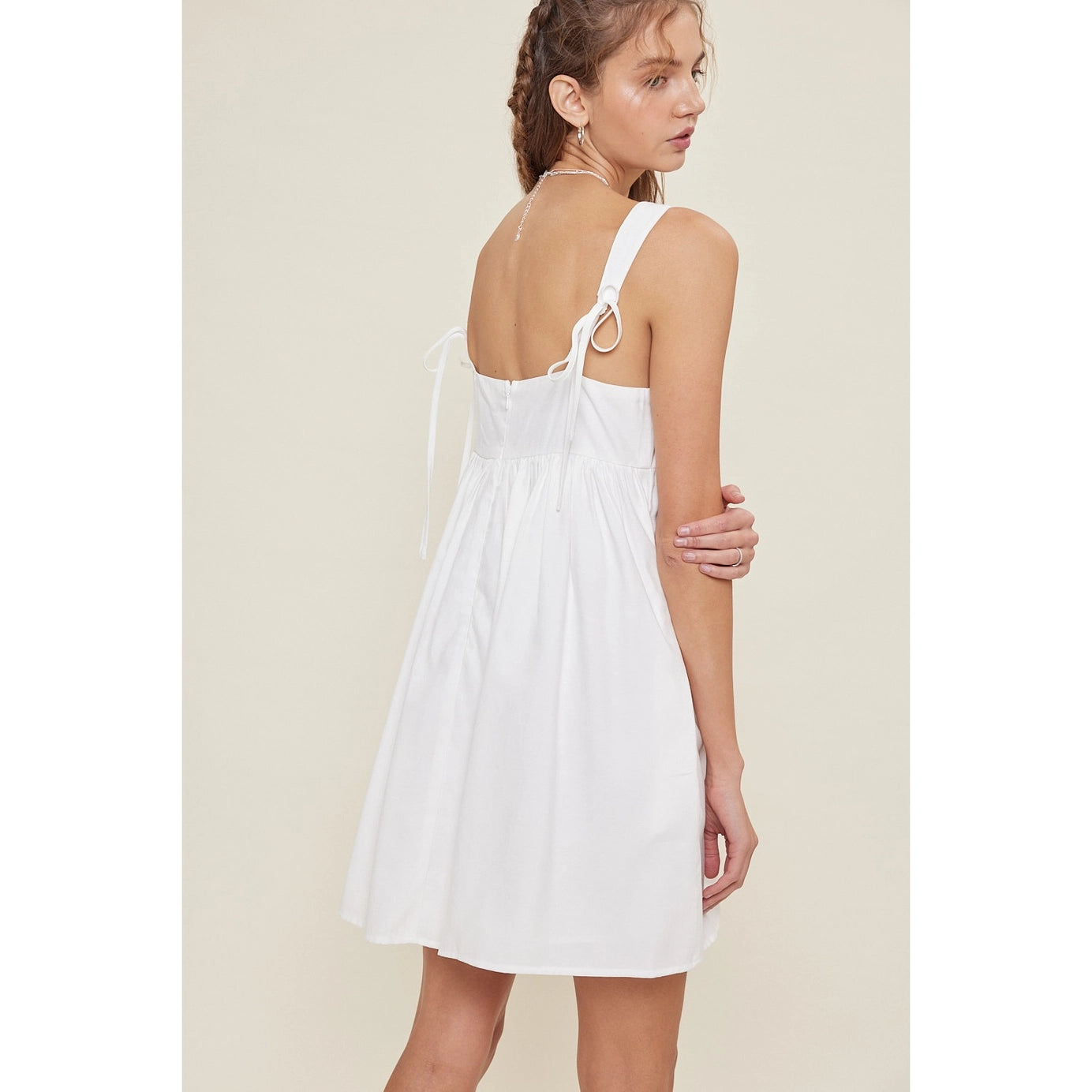 Square Neck Mini Dress In White