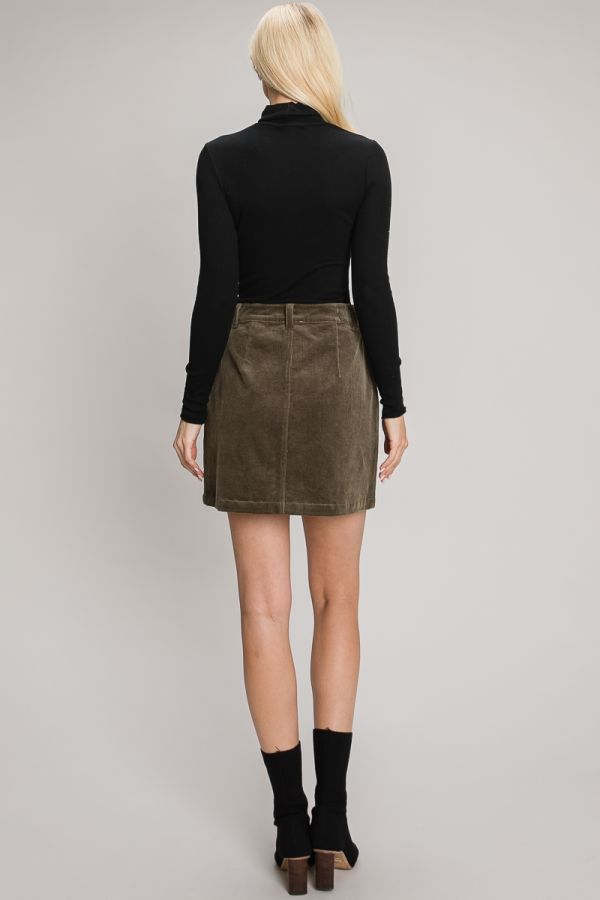 Corduroy Mini Skirt in Olive