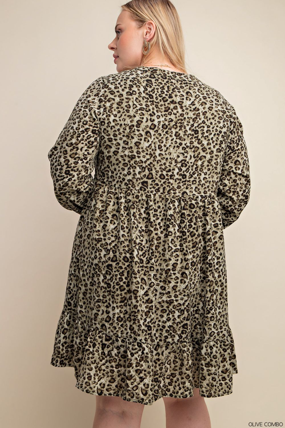 Plus Leopard Print V-Neck Dress