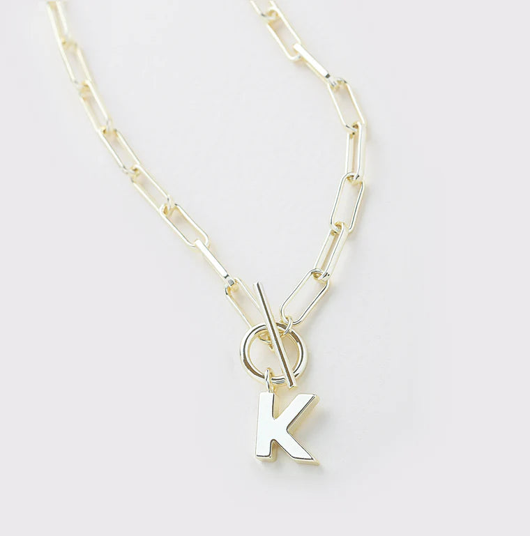 Toggle Initial Necklace in Gold