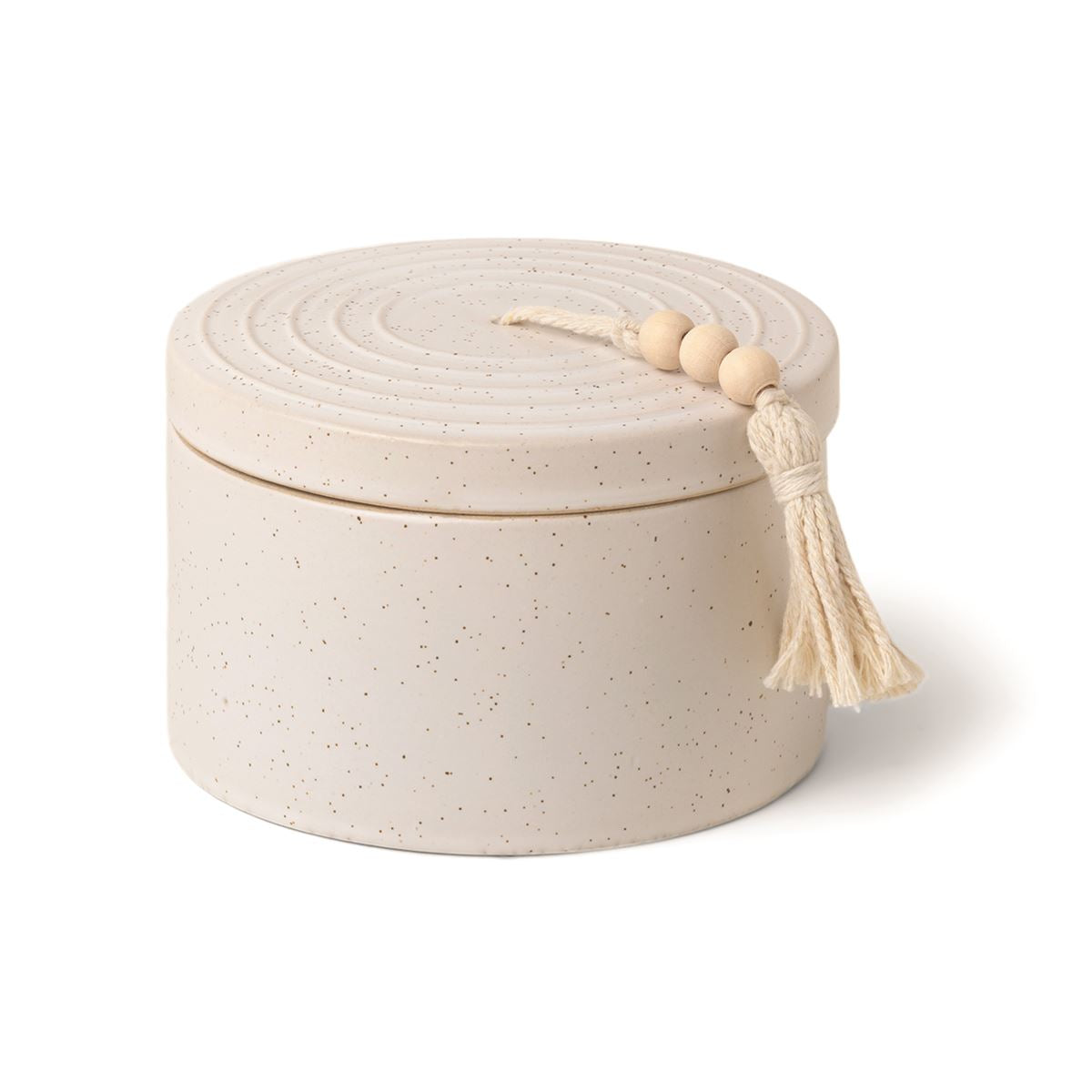 Cypress & Fir White Speckled Ceramic Candle