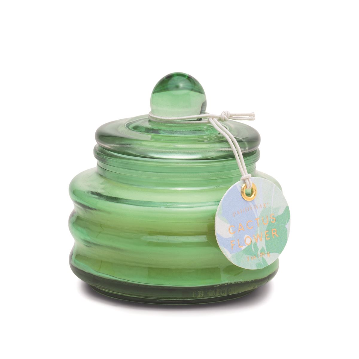 Cactus Flower Mint Green Glass Candle